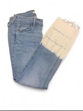 Women's Two-Tone Light Wash Jeans with Cream Dip-Dye Detail
